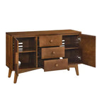 Buffet commode de 119 cm avec 2 portes et 3 tiroirs, meuble d'appoint, console, buffet de rangement pour cuisine, salle à manger, salon, noyer