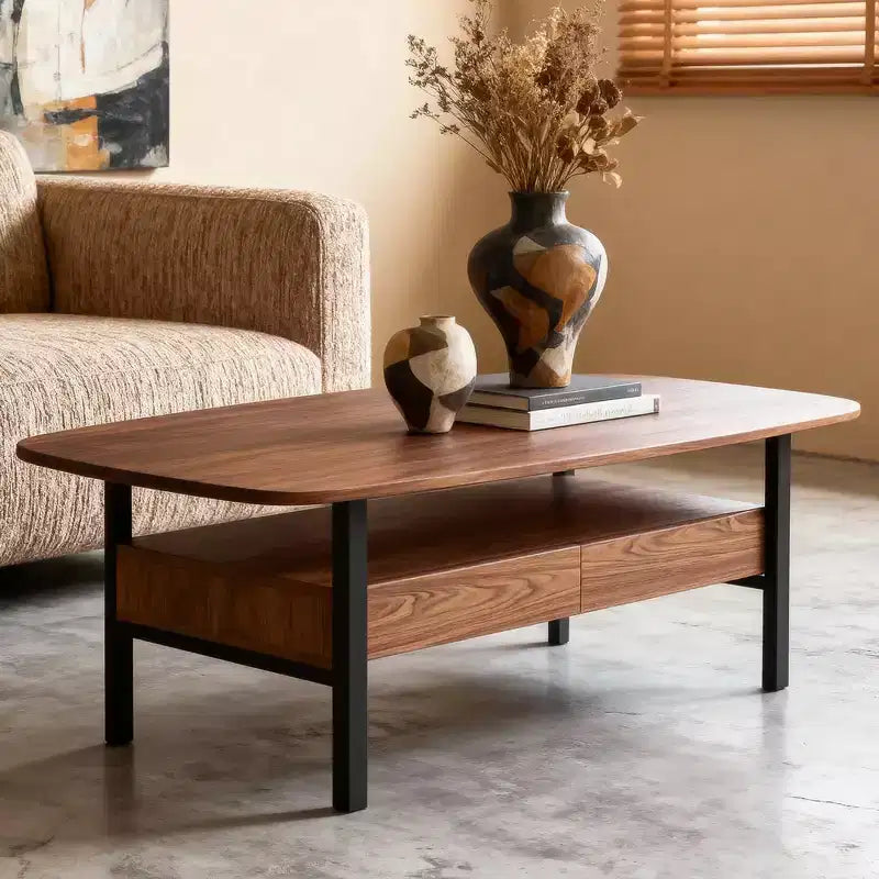 Table basse en bois de 47,2 pouces avec tiroirs de rangement