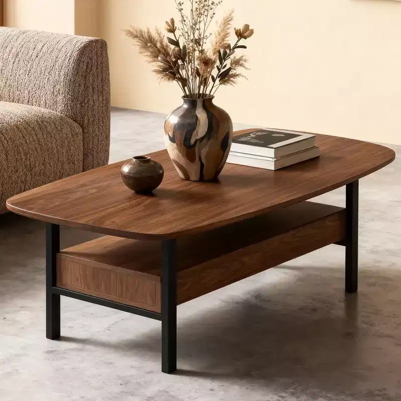 Table basse en bois de 47,2 pouces avec tiroirs de rangement