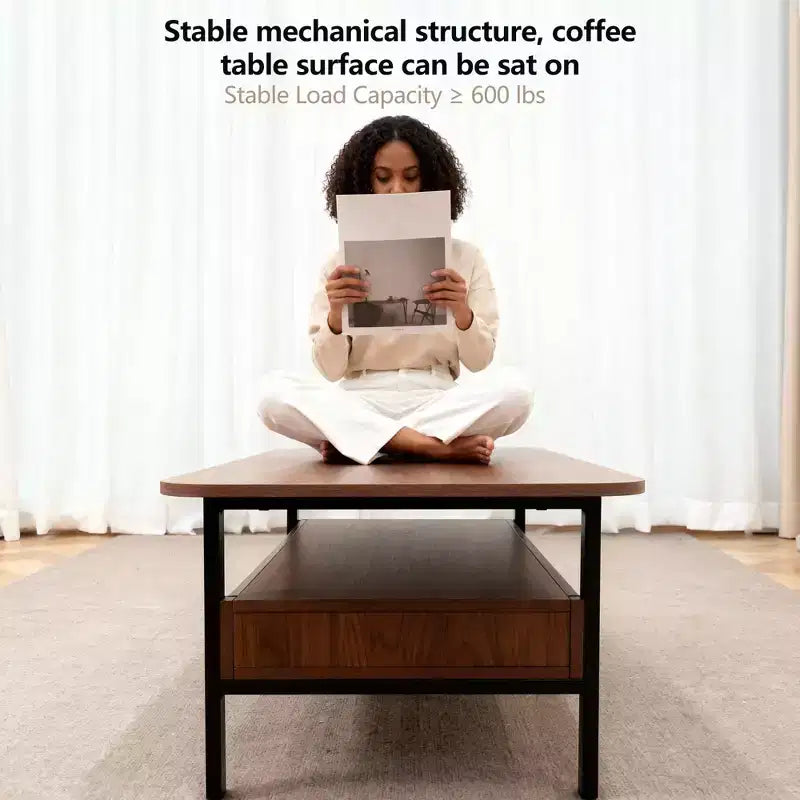 Table basse en bois de 47,2 pouces avec tiroirs de rangement