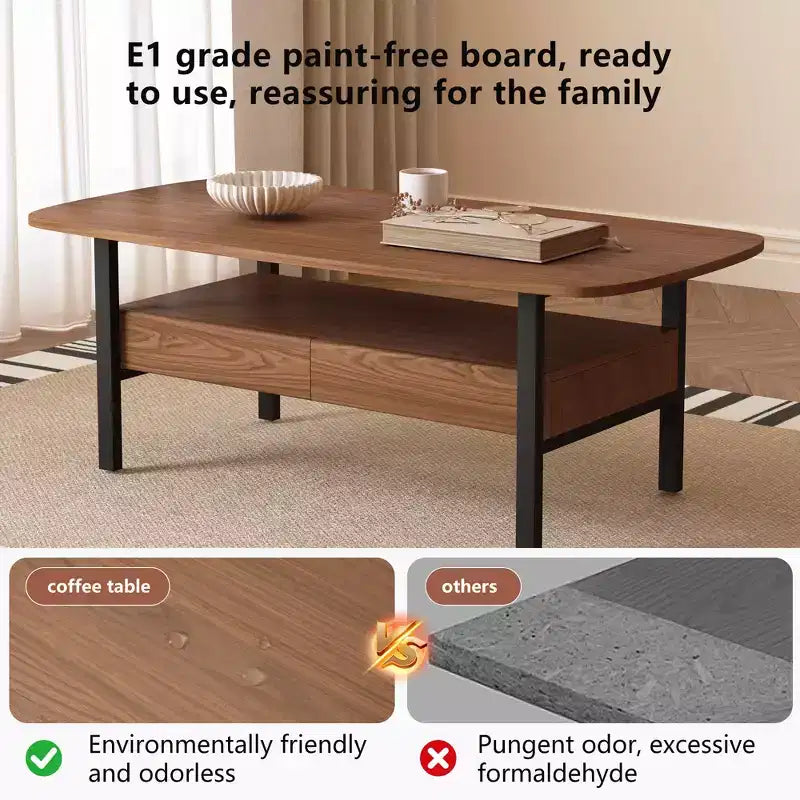 Table basse en bois de 47,2 pouces avec tiroirs de rangement