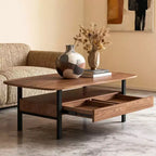 Table basse en bois de 47,2 pouces avec tiroirs de rangement