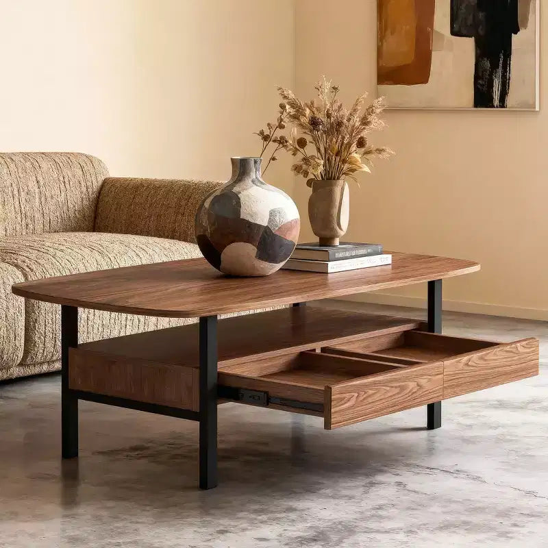 Table basse en bois de 47,2 pouces avec tiroirs de rangement