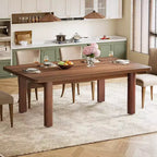 Table à manger en bois de ferme pour 4 à 6 personnes, grande table de cuisine rectangulaire, avec pieds en bois massif pour salle à manger, marron
