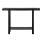 HomeRoots 47 Black Wood and Metal Distressed Sled Console Table With Shelf