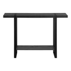 Console de traîneau vieillie avec étagère en bois noir et métal, 47 po
