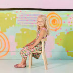Table tableau noir et chaise à dossier incurvé en bois courbé, meubles pour enfants, naturel, 5 pièces