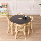 Table tableau noir et chaise à dossier incurvé en bois courbé, meubles pour enfants, naturel, 5 pièces