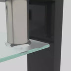 Table basse Henri rectangulaire en verre trempé et fer forgé avec étagère