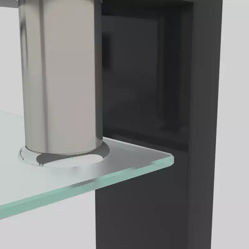 Table basse Henri rectangulaire en verre trempé et fer forgé avec étagère