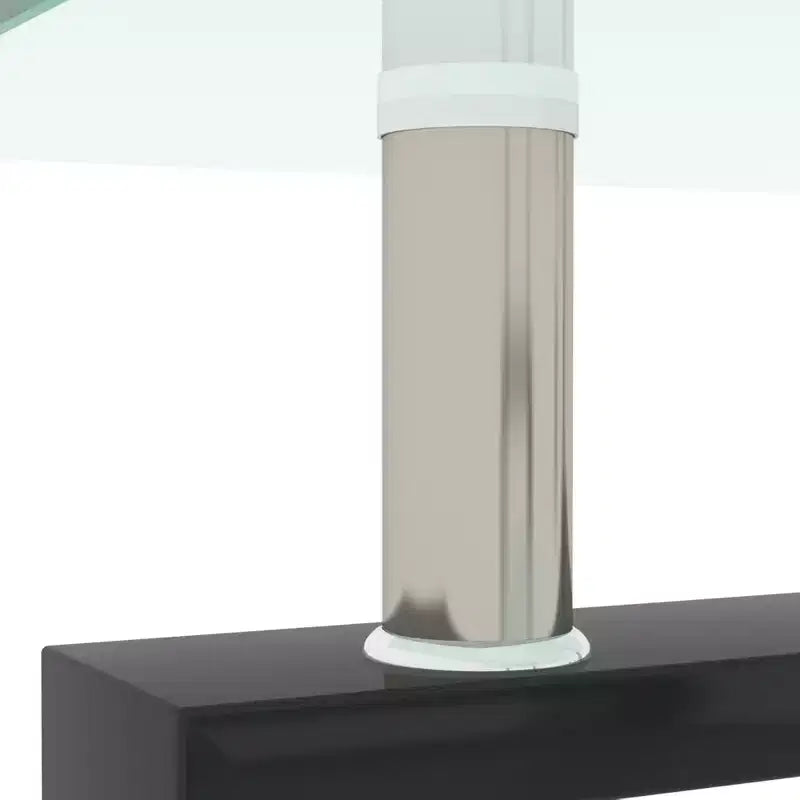 Table basse Henri rectangulaire en verre trempé et fer forgé avec étagère