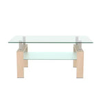 Table basse Henri rectangulaire en verre trempé et fer forgé avec étagère