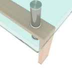 Table basse Henri rectangulaire en verre trempé et fer forgé avec étagère