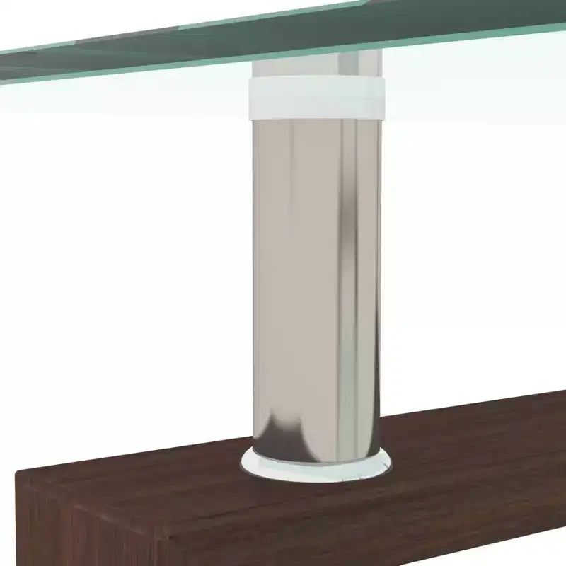 Table basse Henri rectangulaire en verre trempé et fer forgé avec étagère