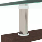 Table basse Henri rectangulaire en verre trempé et fer forgé avec étagère