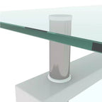Table basse Henri rectangulaire en verre trempé et fer forgé avec étagère