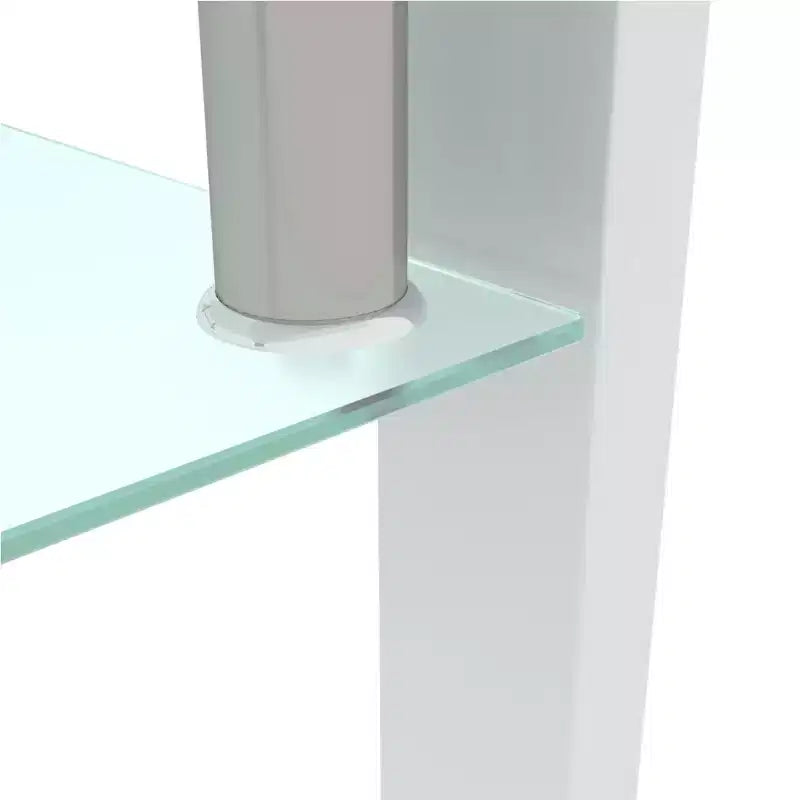Table basse Henri rectangulaire en verre trempé et fer forgé avec étagère