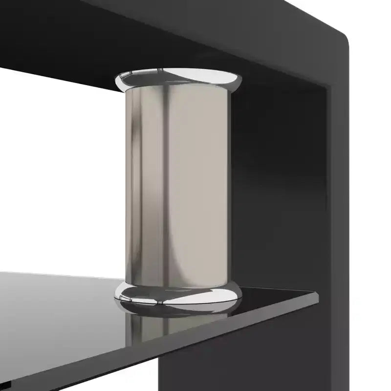 Table basse Henri rectangulaire en verre trempé et fer forgé avec étagère