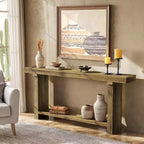 Console en bois massif 70,9 po, table d'appoint de style rustique pour salon, entrée, couloir, hall, brun foncé
