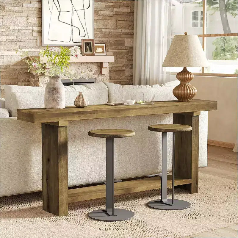 70.9 Solid Wood Console Table, Farmhouse Entryway Accent Table for Living Room, Entrance, Hallway, Foyer, Dark Brown
