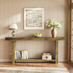 Console en bois massif 70,9 po, table d'appoint de style rustique pour salon, entrée, couloir, hall, brun foncé