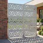 Paravent décoratif double face en acier galvanisé Star 01 gris, 59x30x16, 5 pièces