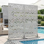 Paravent décoratif double face en acier galvanisé Star 01 gris, 59x30x16, 5 pièces