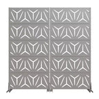 Paravent décoratif double face en acier galvanisé Star 01 gris, 59x30x16, 5 pièces