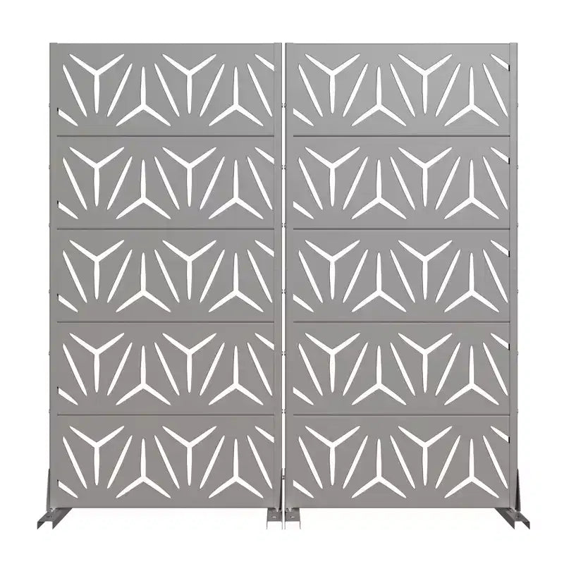 Paravent décoratif double face en acier galvanisé Star 01 gris, 59x30x16, 5 pièces