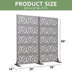 Paravent décoratif double face en acier galvanisé Star 01 gris, 59x30x16, 5 pièces