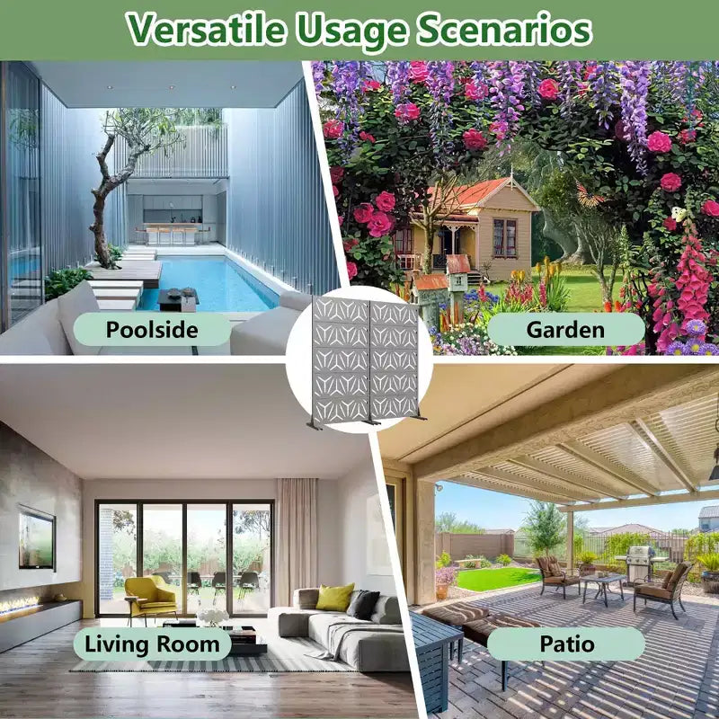 Paravent décoratif double face en acier galvanisé Star 01 gris, 59x30x16, 5 pièces