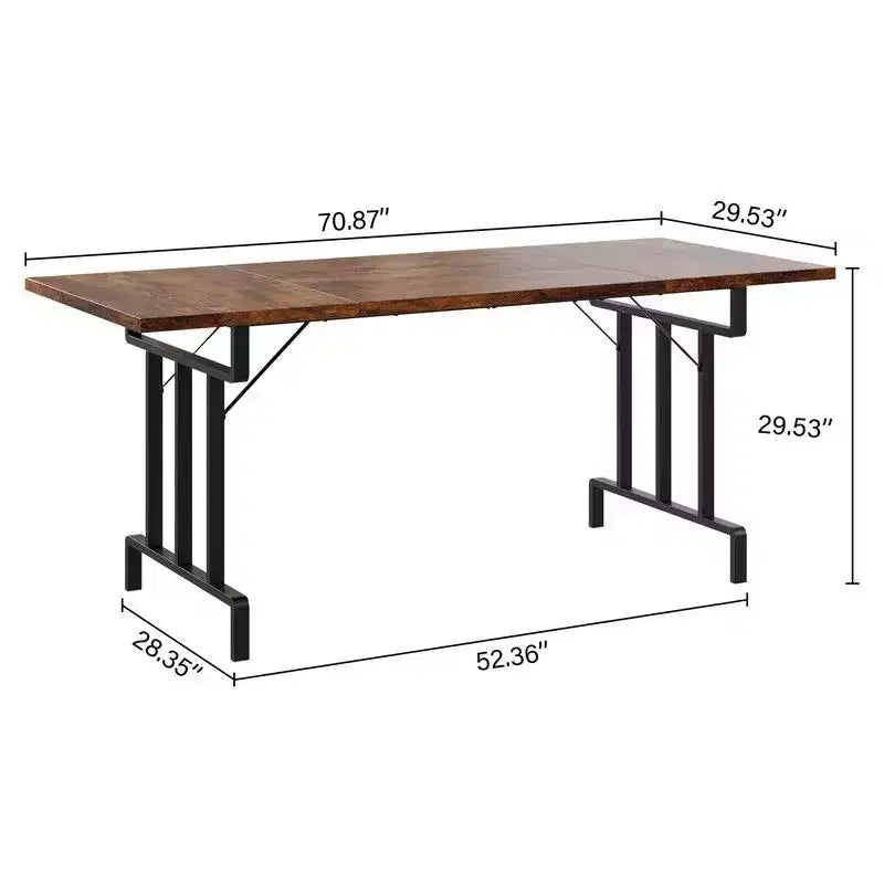 Table de salle à manger, table de cuisine rectangulaire en bois pour 6, 180 cm, cuisine industrielle style ferme pour salle à manger