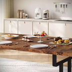 Table de salle à manger, table de cuisine rectangulaire en bois pour 6, 180 cm, cuisine industrielle style ferme pour salle à manger