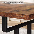 Table de salle à manger, table de cuisine rectangulaire en bois pour 6, 180 cm, cuisine industrielle style ferme pour salle à manger