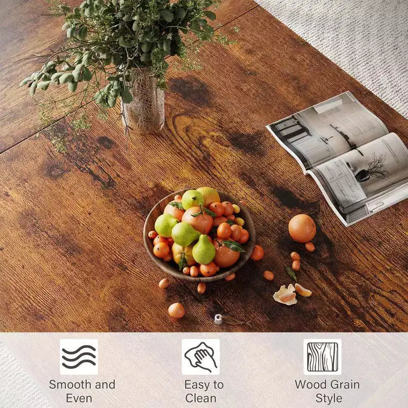 Table de salle à manger, table de cuisine rectangulaire en bois pour 6, 180 cm, cuisine industrielle style ferme pour salle à manger