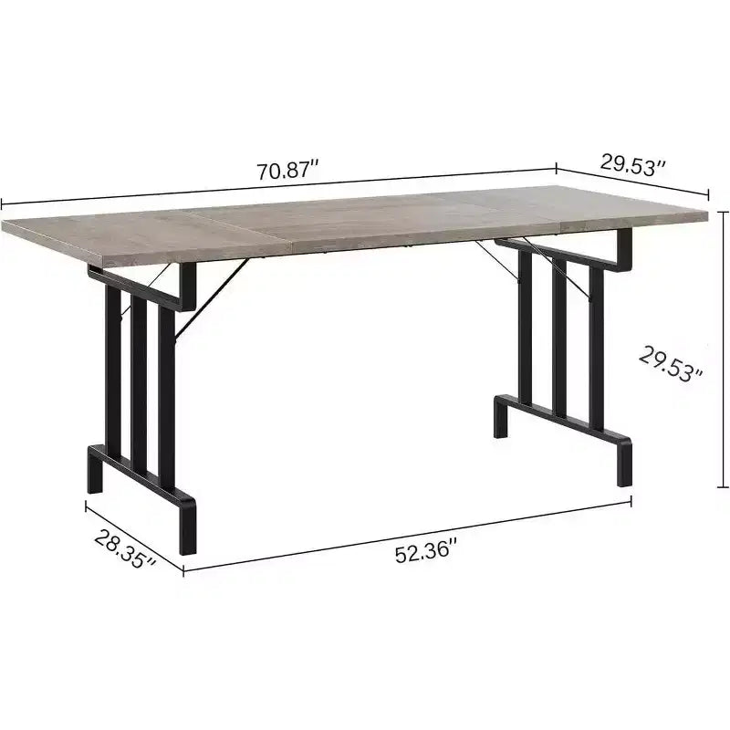 Dining Table, Rectangular Wooden Kitchen Table for 6 70.87, Industrial Farmhouse Kitchen for Dining Room