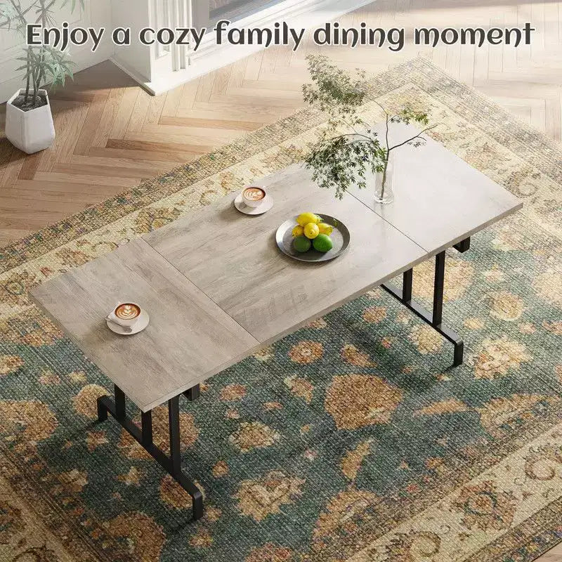 Dining Table, Rectangular Wooden Kitchen Table for 6 70.87, Industrial Farmhouse Kitchen for Dining Room