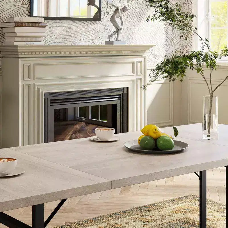 Dining Table, Rectangular Wooden Kitchen Table for 6 70.87, Industrial Farmhouse Kitchen for Dining Room