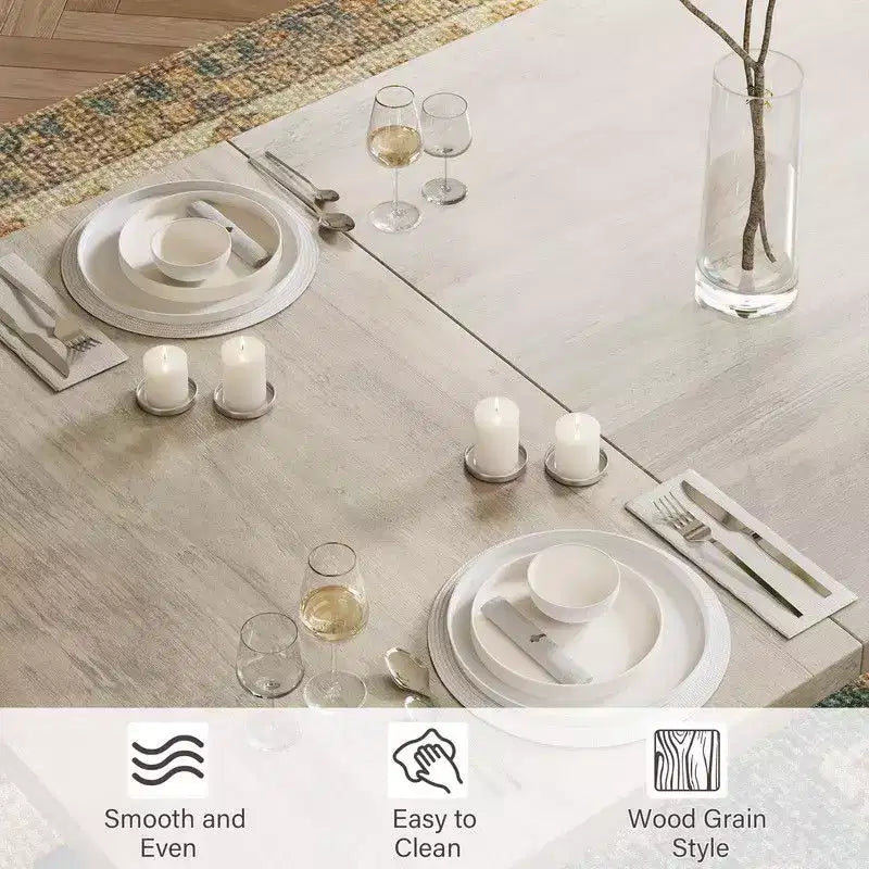Table de salle à manger, table de cuisine rectangulaire en bois pour 6, 180 cm, cuisine industrielle style ferme pour salle à manger