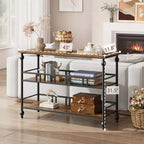 Table console d'entrée de ferme de 43 pouces avec 3 niveaux de rangement ouverts, table de canapé étroite pour couloir ou salon