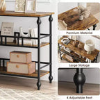 Table console d'entrée de ferme de 43 pouces avec 3 niveaux de rangement ouverts, table de canapé étroite pour couloir ou salon