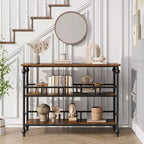 Table console d'entrée de ferme de 43 pouces avec 3 niveaux de rangement ouverts, table de canapé étroite pour couloir ou salon