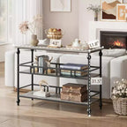 Table console d'entrée de ferme de 43 pouces avec 3 niveaux de rangement ouverts, table de canapé étroite pour couloir ou salon