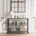 Table console d'entrée de ferme de 43 pouces avec 3 niveaux de rangement ouverts, table de canapé étroite pour couloir ou salon
