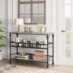 Table console d'entrée de ferme de 43 pouces avec 3 niveaux de rangement ouverts, table de canapé étroite pour couloir ou salon