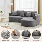 106 Modern Curved Sectional Cloud Sofa with Chaise Lounge, Modular Chenille Fabric Sleeper Couch, No Assembly Required