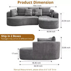 106 Modern Curved Sectional Cloud Sofa with Chaise Lounge, Modular Chenille Fabric Sleeper Couch, No Assembly Required