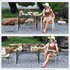 3x2FT Folding Grill Table with Mesh Top, Adjustable Height Portable Metal Camping Table for BBQ, Picnic, Outdoor Cooking, Black