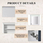 Armoire murale de salle de bain avec miroir, armoire à pharmacie avec étagère réglable en hauteur, blanc