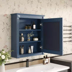 Armoire murale de salle de bain avec miroir, armoire à pharmacie avec étagère réglable en hauteur, blanc